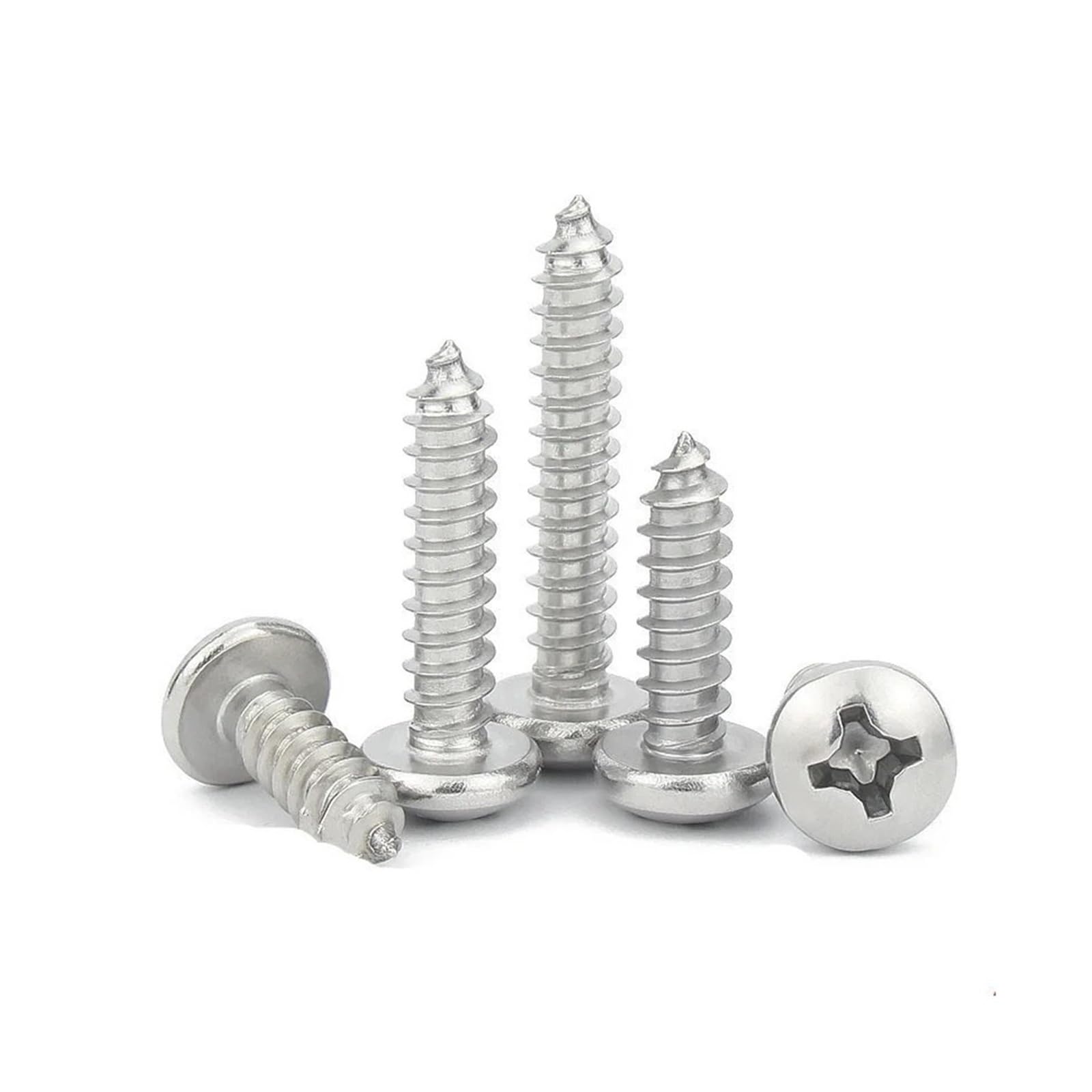 100 pezzi, viti autofilettanti a testa tonda con intaglio a croce in acciaio inossidabile, autoperforanti a padella(M4x30mm)
