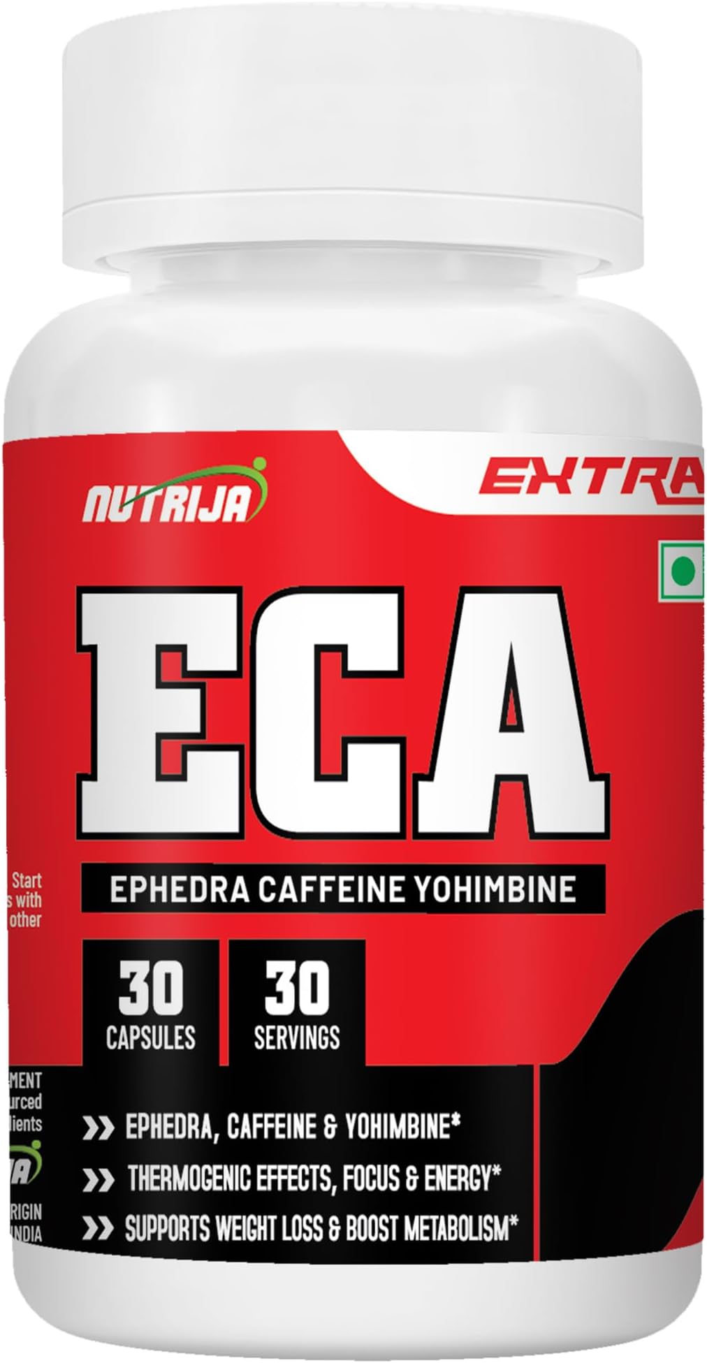 NutriJa ECA - Ephedra, Caffeine & Yohimbine Stack - Servings - 30 Capsules