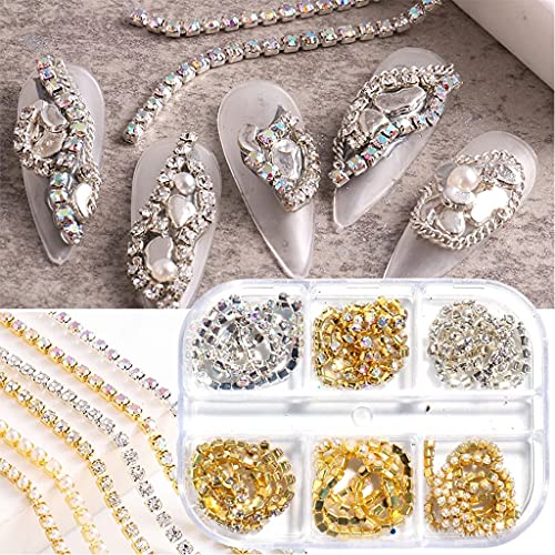 Gergxi Nageldekoration, 3D-Nagelketten, Nagelkunst-Zubehör, metallische Nagelketten, glitzerndes Design, Nagelschmuck… – Bild 3