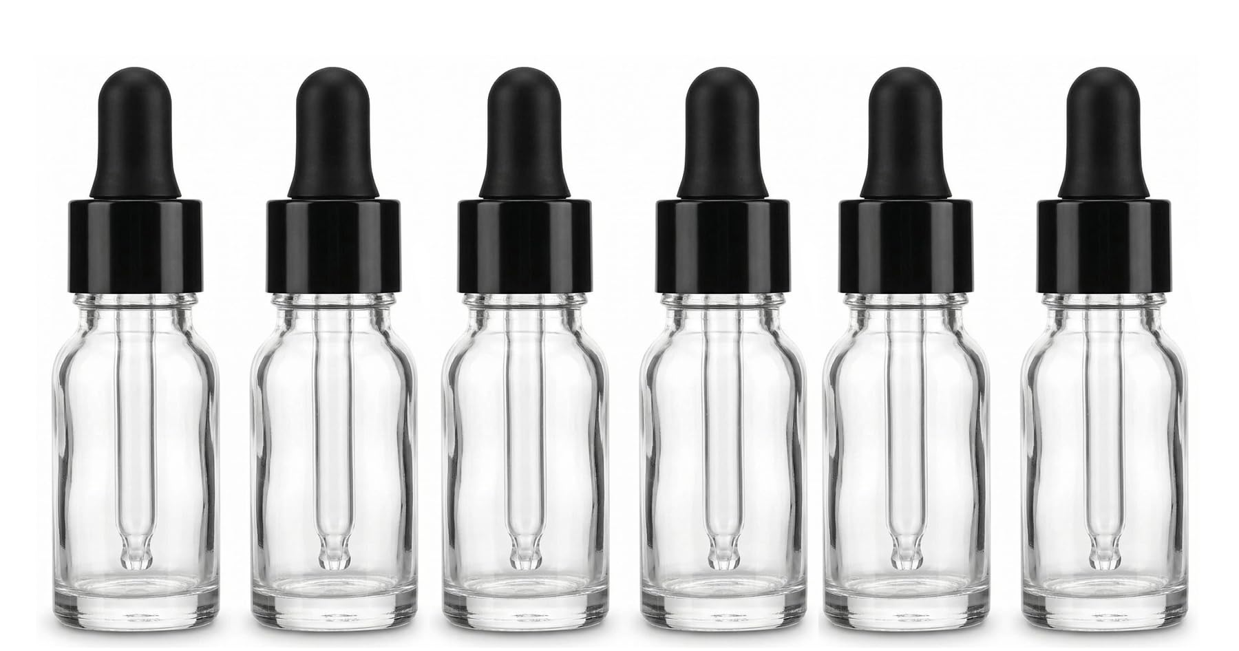 Vasana Transparent 6Pcs 10Ml/0.34Oz Empty Refill Portable Clear Glass Essential Oil Dropper Bottle Cosmetic Sample Packing Container With Glass Pipette Dropper For Perfume Aromatherapy Diy Beauty Tools
