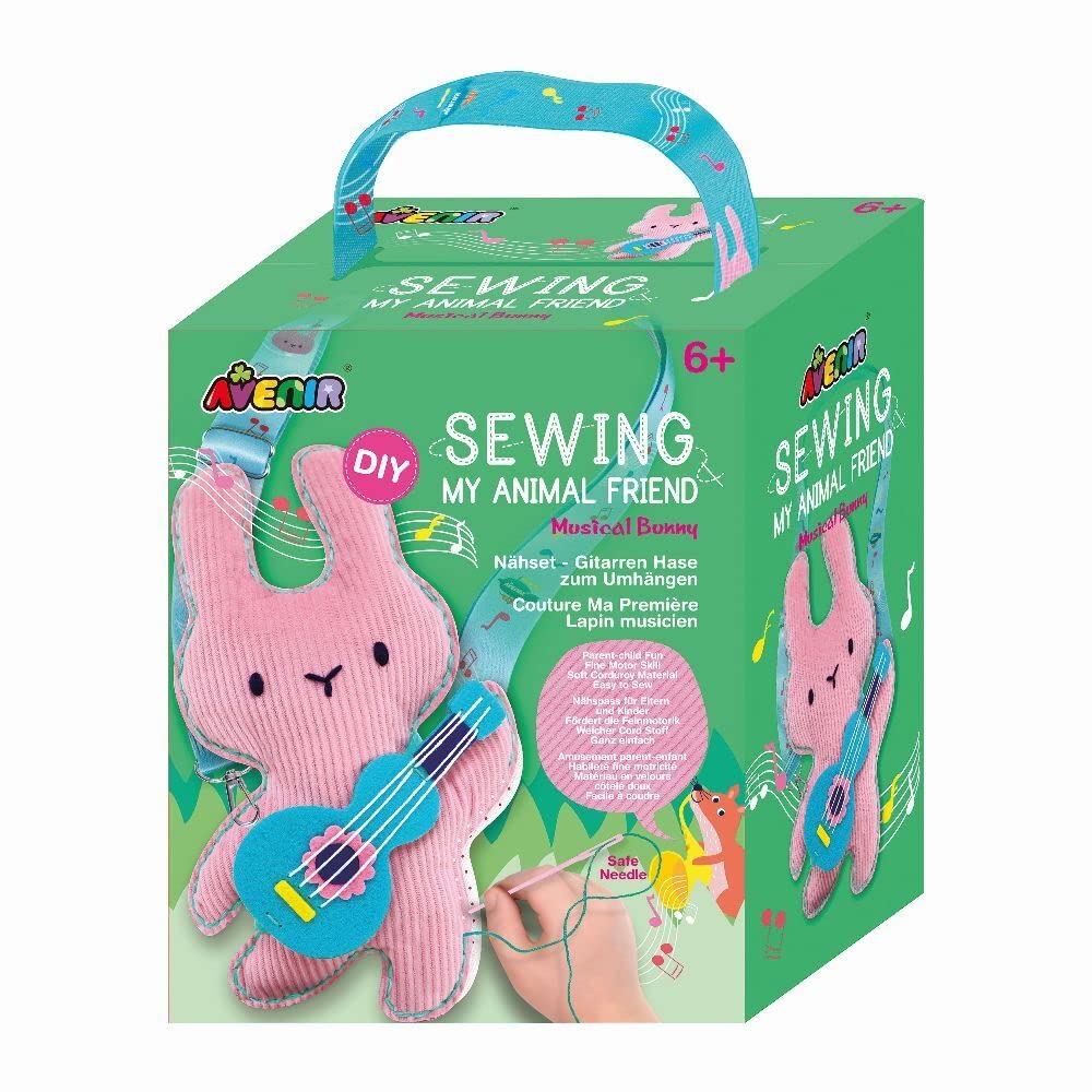 Avenir 6301815 DIY Sewing Kit, Sewing Rabbit with Guitar, Neck Animal, Craft Kit for Children, Creative Kit, from 6 Years