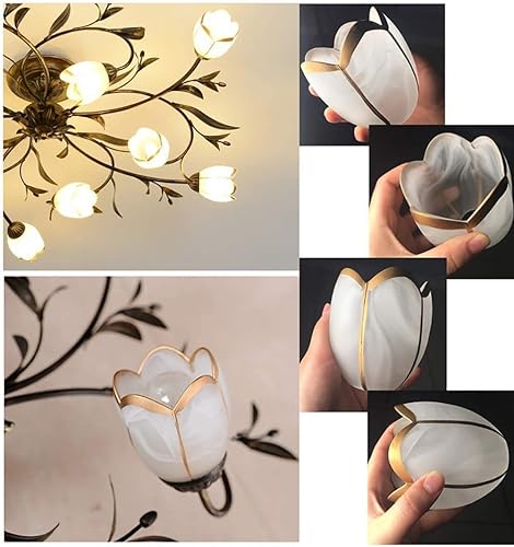 Miniatura 3 de Lámpara Antique Lámpara de techo con forma de flor retro americana, lámpara de techo semi empotrada E14*60W estilo campestre negro marrón pantallas