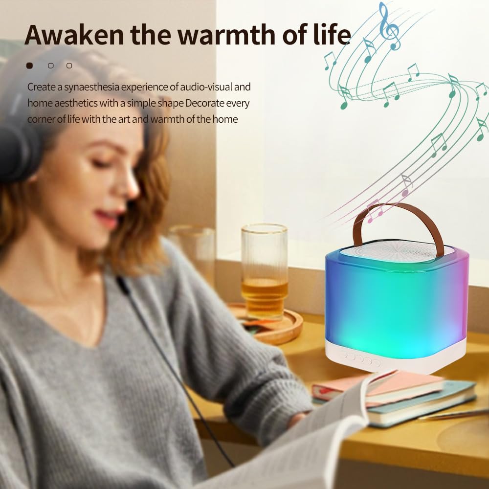 Hanzete Mini macchina per karaoke con microfono wireless e set di altoparlanti con 2 microfoni ricaricabili a LED, luce colorata, altoparlante per karaoke, feste di compleanno, desktop, fitness, set
