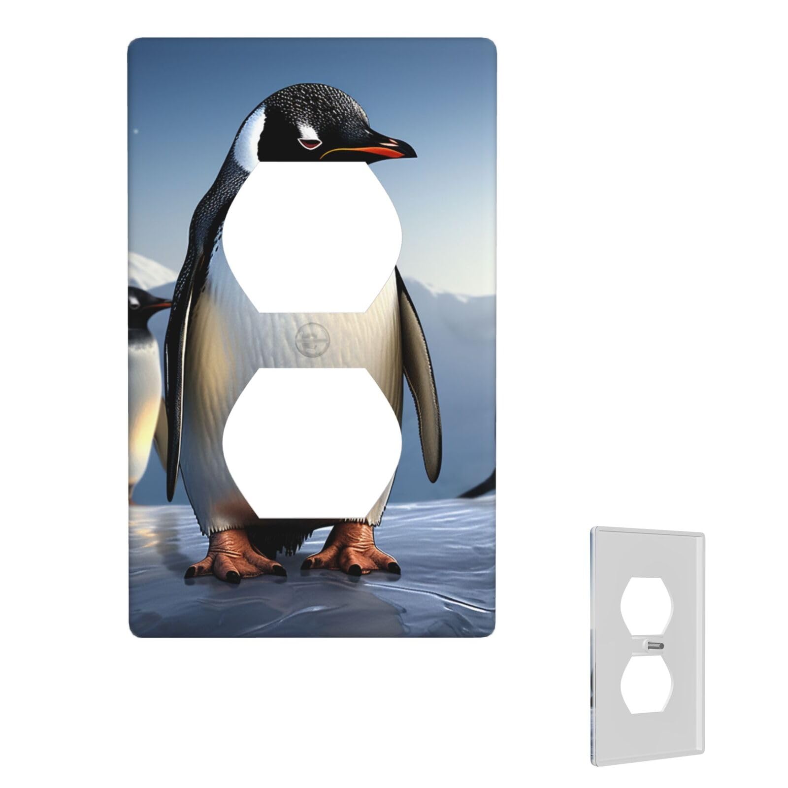 1-Gang Decorator Wall Plate Penguin Light Switch Cover Single Gang Receptacle Wall Plate Standard Size 4.5" x 2.76" Wallplate Unbreakable Polycarbonate Outlet Faceplates Cover
