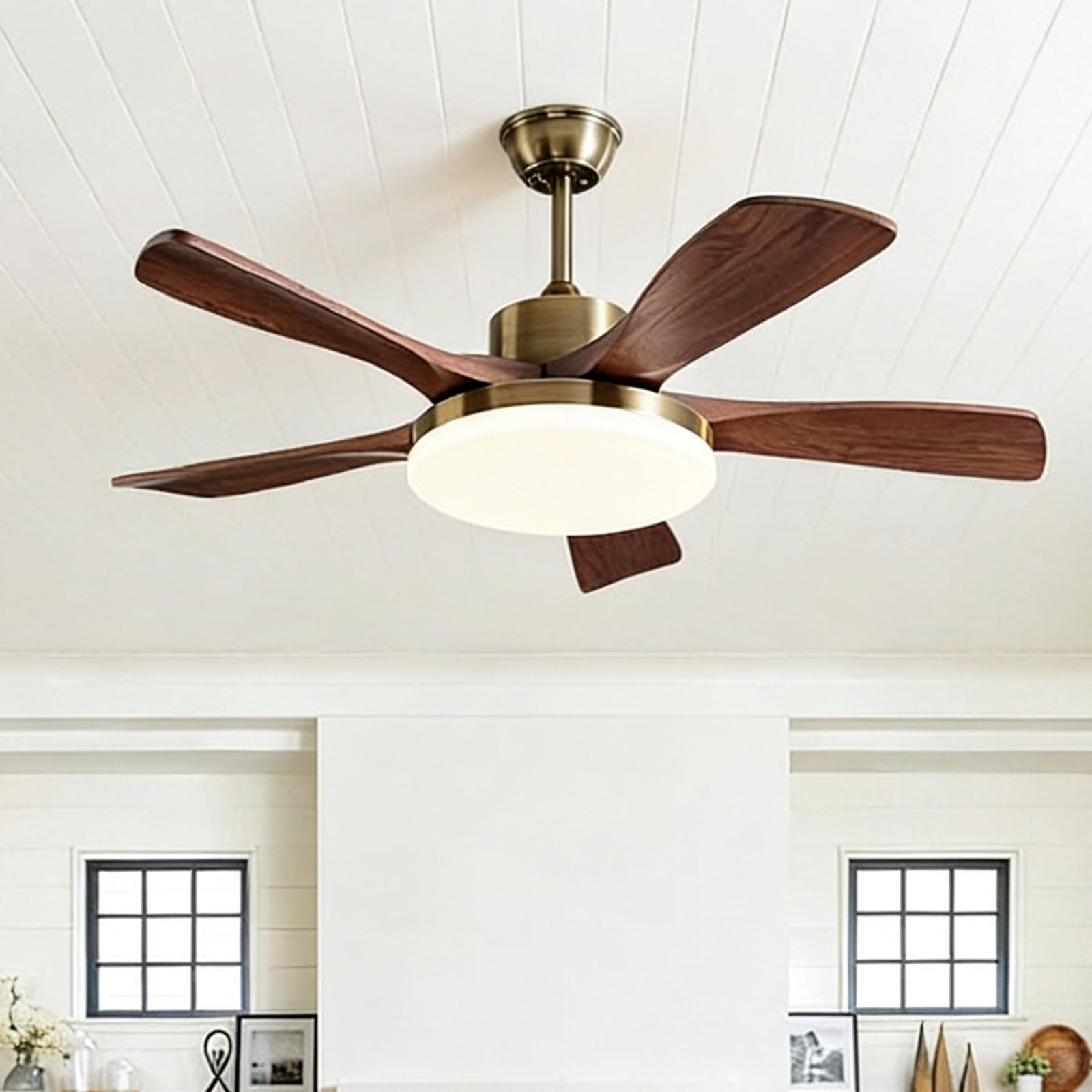 HSLJ1 3/5 Blades Ceiling Fans with Lights and Remote, LED Smart Fan Chandelier, Dimmable, Reversible DC Motor, Modern Fan Ceiling Lights for Living Room Bedroom
