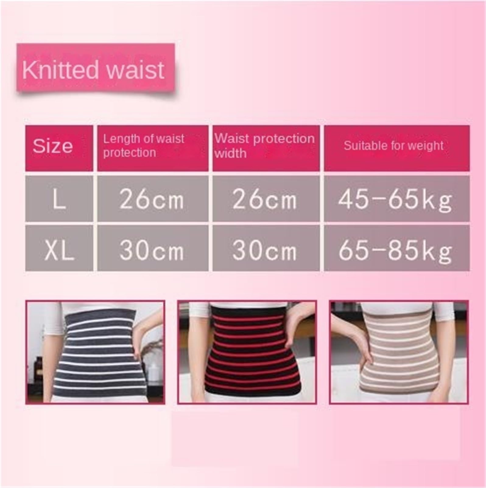 Rückenstützgürtel Leicht Bauchwärmegürtel, Unisex, Weicher Taillenwärmegürtel, Yoga-Gürtel Atmungsaktiv(Pink,L)