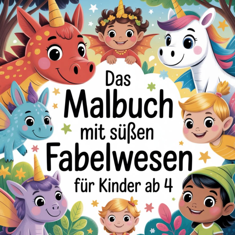 Das Malbuch mit süßen Fabelwesen für Kinder ab 4 mit 50 Motiven zum Ausmalen
