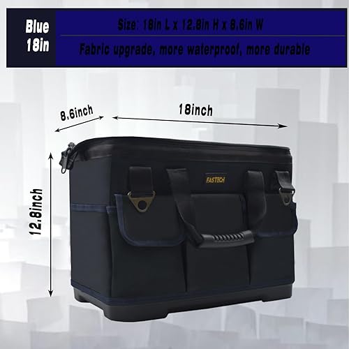 Miniatura 2 de FASTECH Bolsa de herramientas de 20 pulgadas, kit de herramientas de boca ancha impermeable, organizador de bolsa de herramientas resistente con