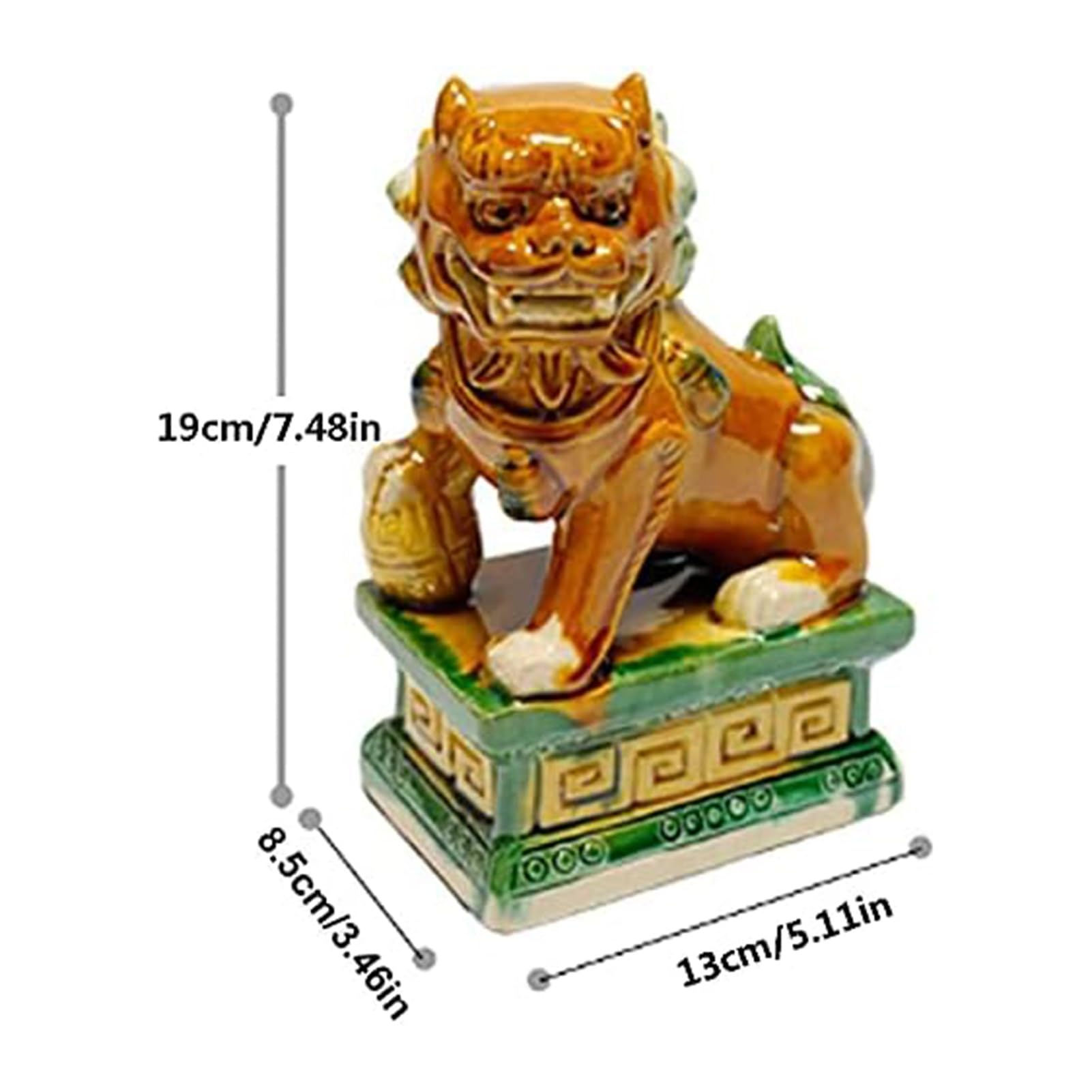 Zewnętrzny posąg ogrodowy - Feng Shui szczęśliwy posąg Para psów Fu Foo, tradycyjna chińska rzeźba strażnika lwa, z kamiennym wykończeniem Feng Shui Decor