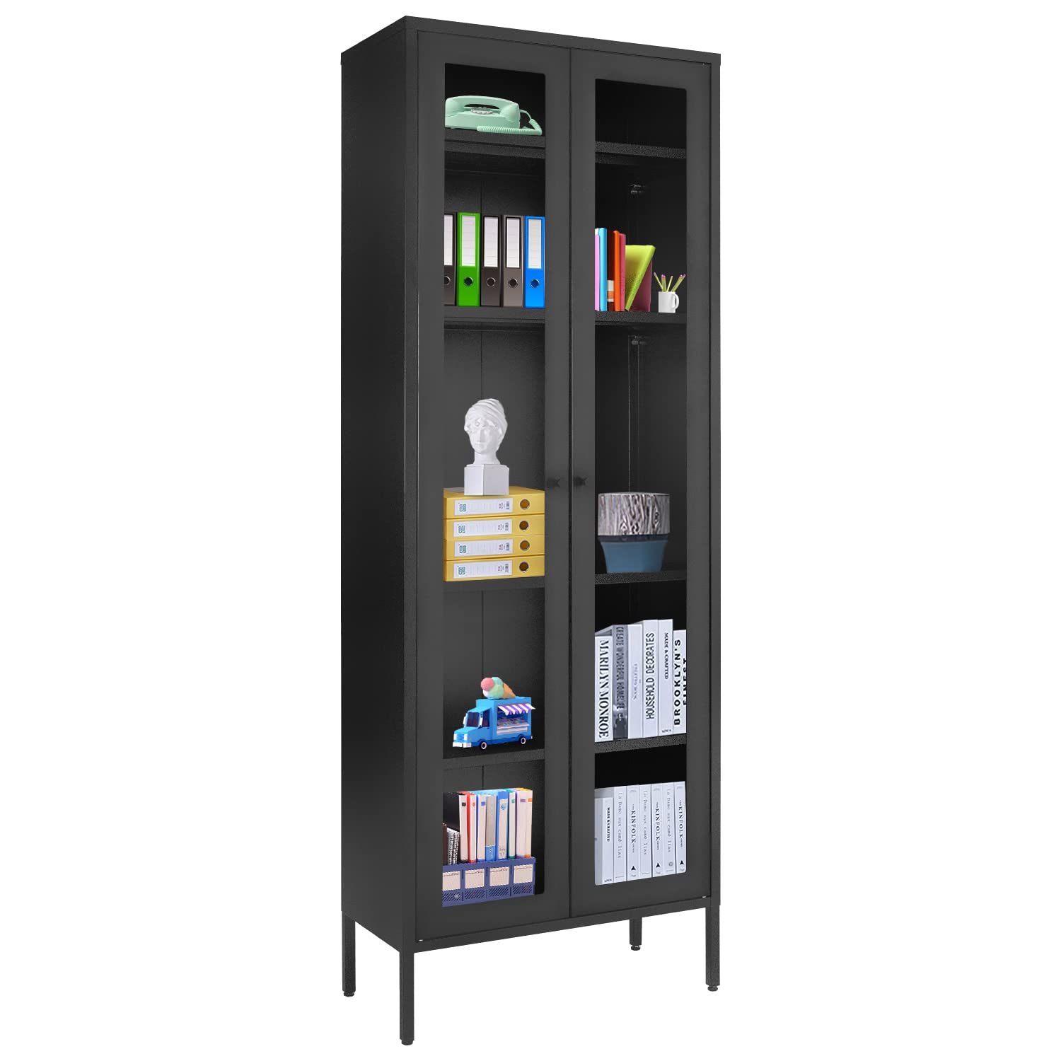 Buy Metal Storage with Tempered Glass Door, Black Display