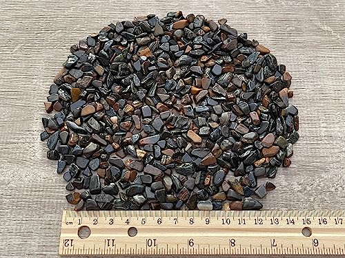 Image of GAF TREASURES 2 oz Lot Natural Blue Tiger Eye Semi Tumbled Gemstone Chips, Crushed Mini Crystals, Undrilled Crystal Chips (Blue Tiger Eye)