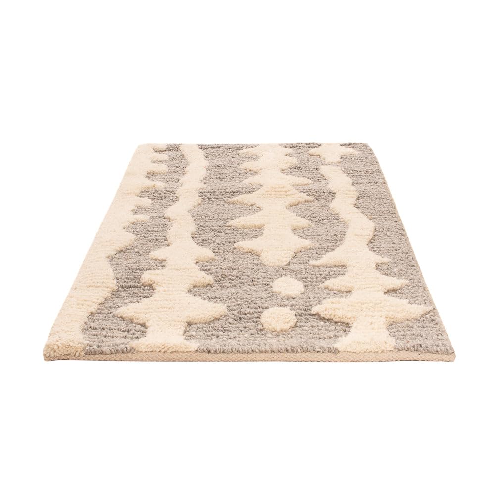 Morgenland Wollteppich Naturals Handgeknüpft 50% Schurwolle, 50% Jute Abstrakt Beige 90 x 60 cm Rechteckig Schlafzimmer, Kinderzimmer