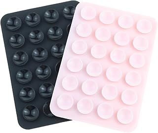 حامل موبايل من السيليكون بقاعدة تثبيت لاصقة غير قابلة للانزلاق للسيارة والاستخدام المنزلي من قطعتين من ديفينيريش (أسود، وردي)