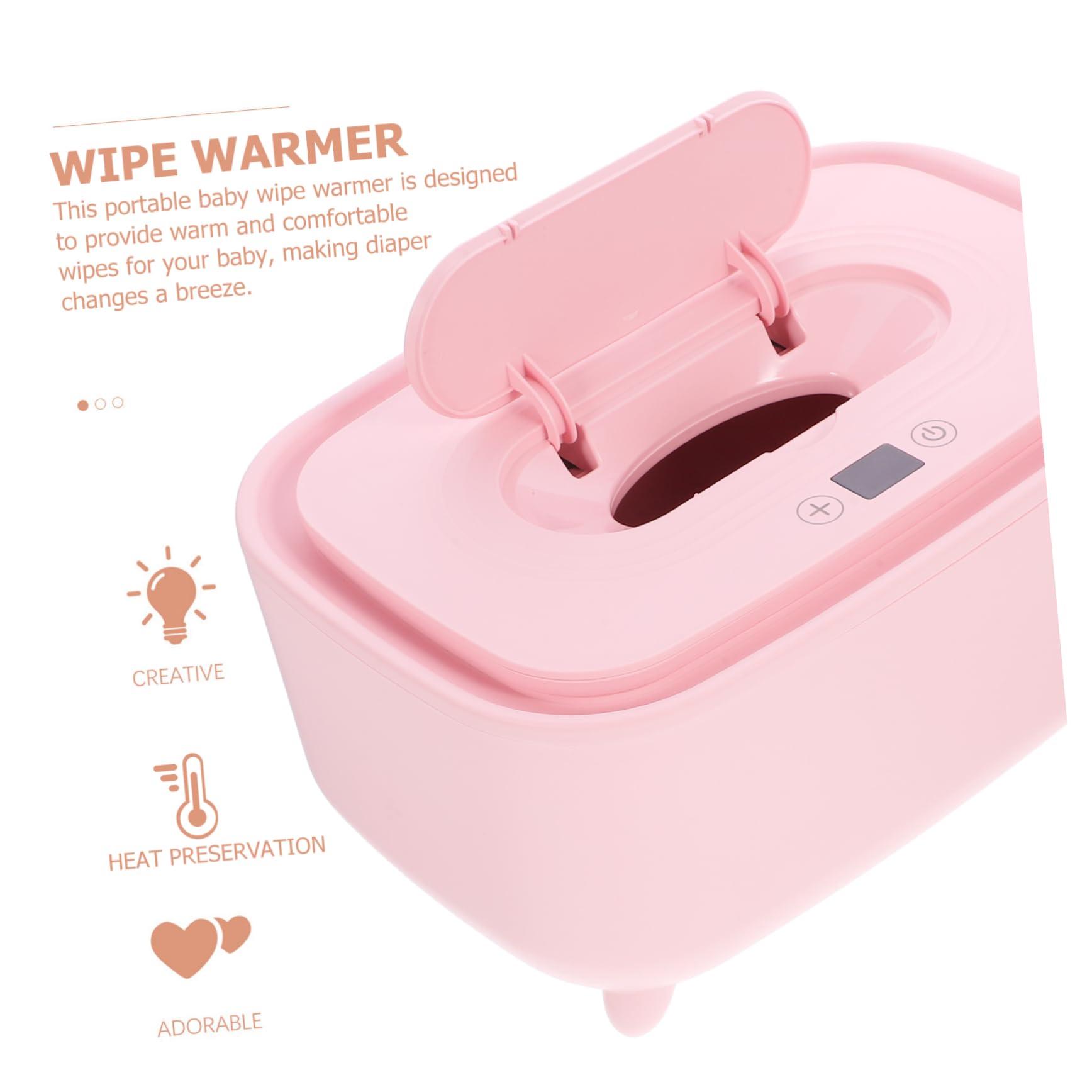 PRETYZOOM 2 Pièces Boîte de tissus chaude et humide intelligente distributeur tu Chauffage simplement porte-lingettes bébé chauffe-lingettes portable essuie-tout chauffe lingette USB pp rose