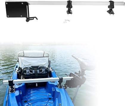 Universal Kayak Trolling Motor Mount Kit, 46.6 Inch Adjustable Heavy Duty Aluminum Crossbar Bracket, Transom Clamp On Electric Motor Mount for Minn Kota MotorGuide Newport up to 60 lbs Thrust