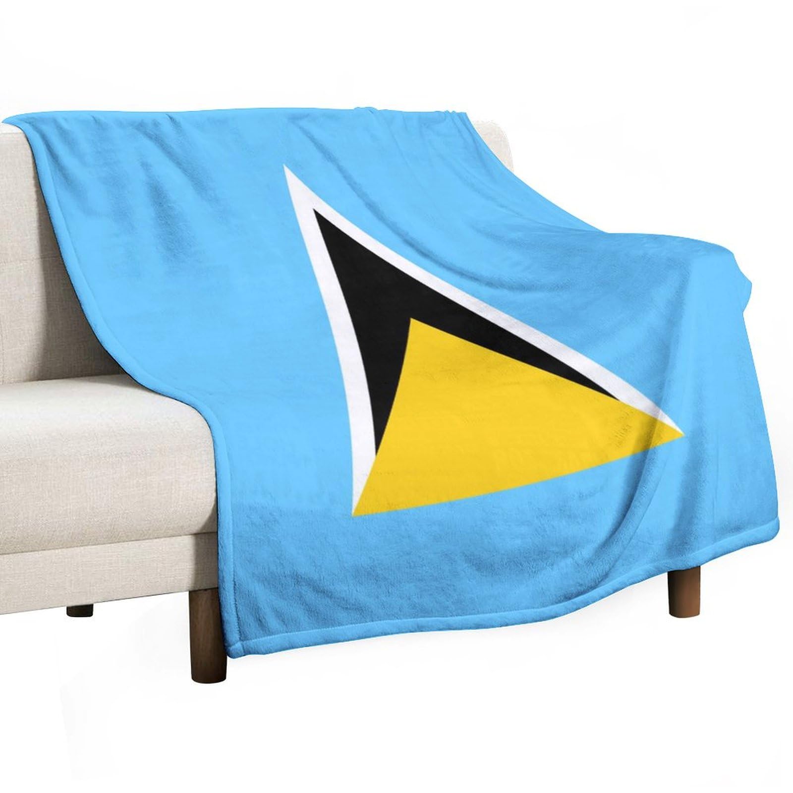 Anceky Saint Lucia Flag Throw Blanket for Couch Sofa Lightweight Fleece Plush Blankets Bed Home Living Room 50"x60"