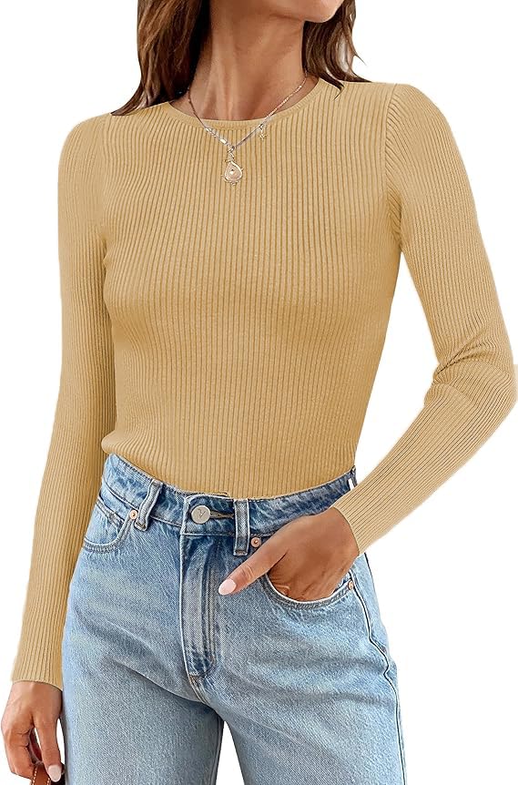 Cuptacc T-Shirt Col Rond Manches Longues Femme Ample - Pull Décontracté Tunique Hiver 2024