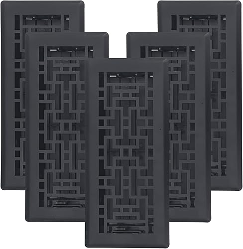 Miniatura 10 de Sierra Grates Registro de piso de diseño oriental de 4 x 10 pulgadas en acabado de bronce metálico con filtro de aire, cubiertas de ventilación para