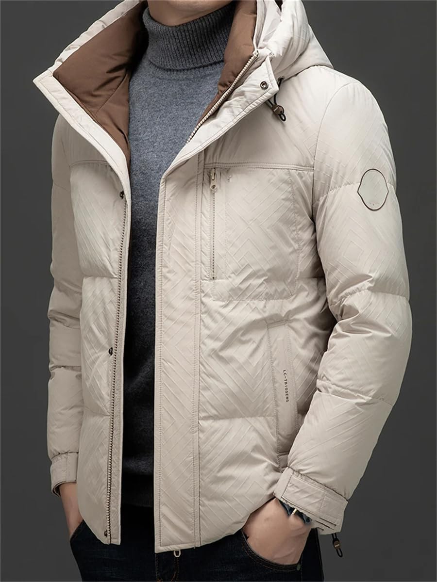 Men's Short Hooded Down Jacket Fashion Winter Coat Thickened Warm Top