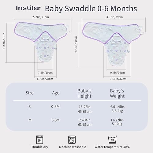Vista 30 de insular Sacos para envolver al bebé, manta para recién nacido y bebé, juego de velcro ajustable para niños y niñas, saco de dormir de algodón suave