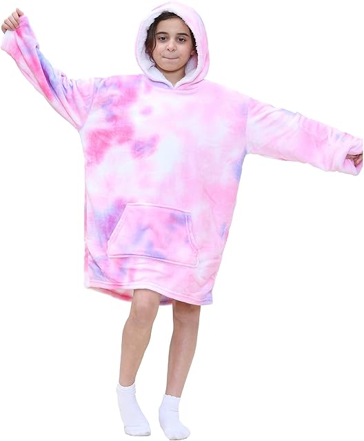 A2Z 4 Kids Girls Boys Oversized Hoodie Blanket Super Soft - Snuggle 954 T.D Pink Kids