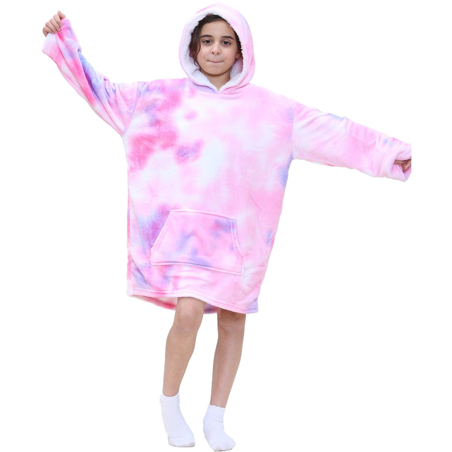 A2z 4 Kids Boys Tie Dye Pink Oversized Hoodie Snuggle Blanket - Snuggle 954 T.d Pink Kids
