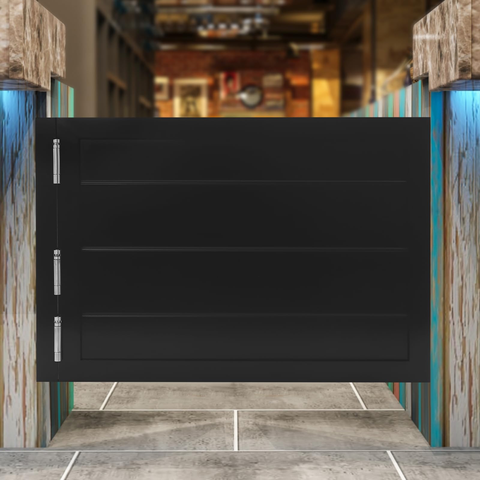 Saloontüren Porte battante de café en bois massif Porte battante Porte battante intérieure 90 x 60 cm, Porte pendulaire à barre simple, porte intérieure décorative pour garde-manger (noir)