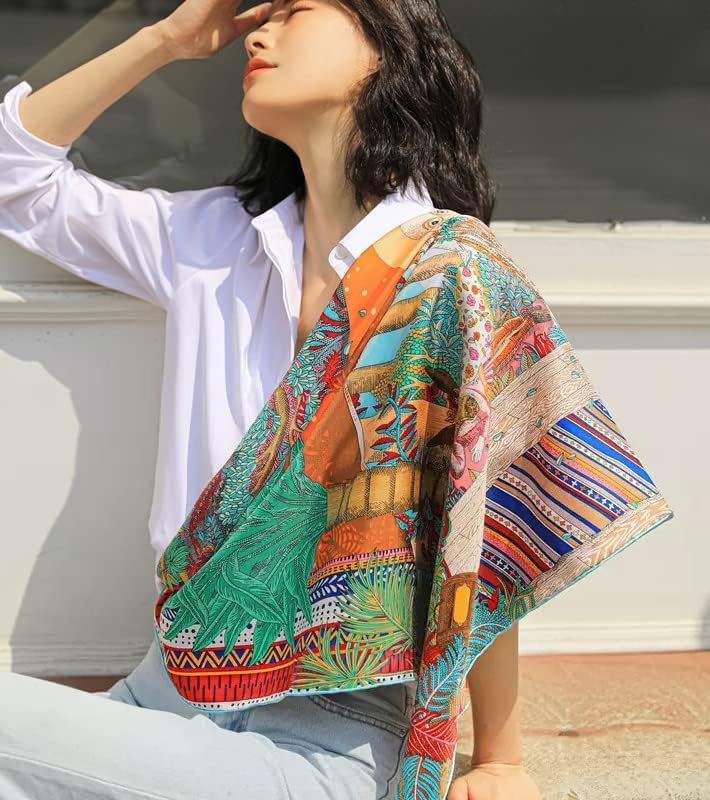 100% Pure Mulberry Silk Scarf 35" Large Square Lightweight Headscarf –Women’s Hair Wraps The shawl-With Gift Packed - Image 3