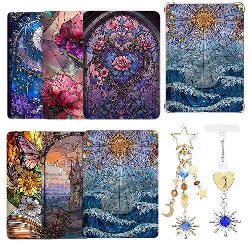 JRRLSLXU Cardstock Inserts for Kindle Paperwhite Clear Case Gift Charm Set (Blue Sun)