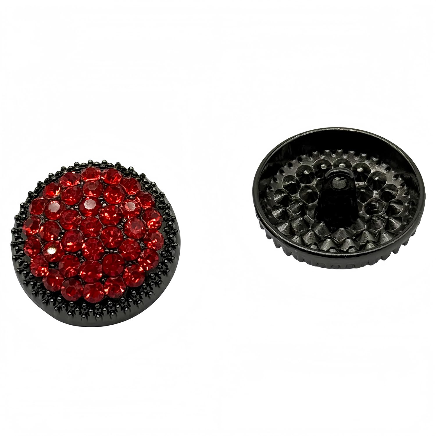 Photo 1 of 10PCS Round Metal Rhinestone Buttons for Clothing DIY Sewing Accessories Wedding Decaration Wholesale Luxury Fashion Decor Button (Red+Gun Black, 25mm)