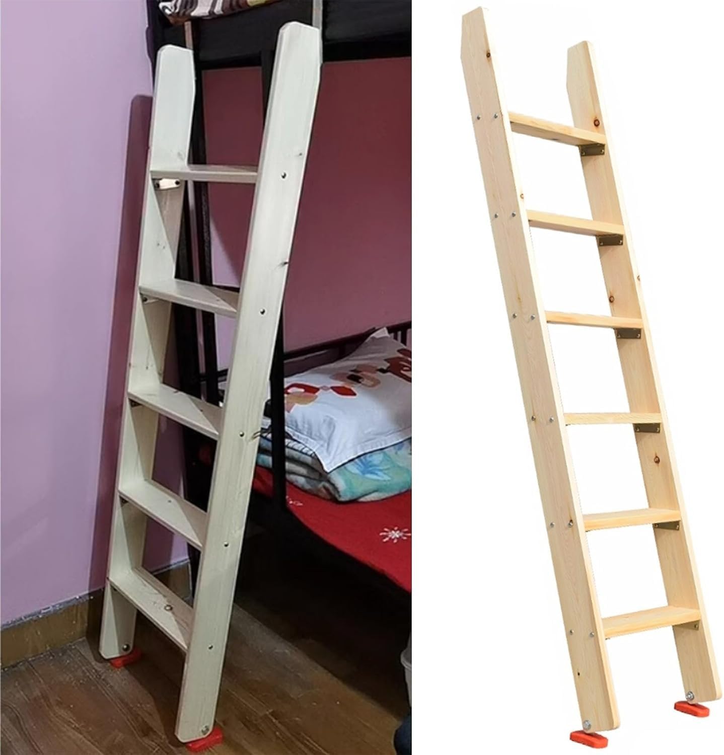 Échelle pour lit mezzanine adaptée aux personnes âgées avec accroche et base stable