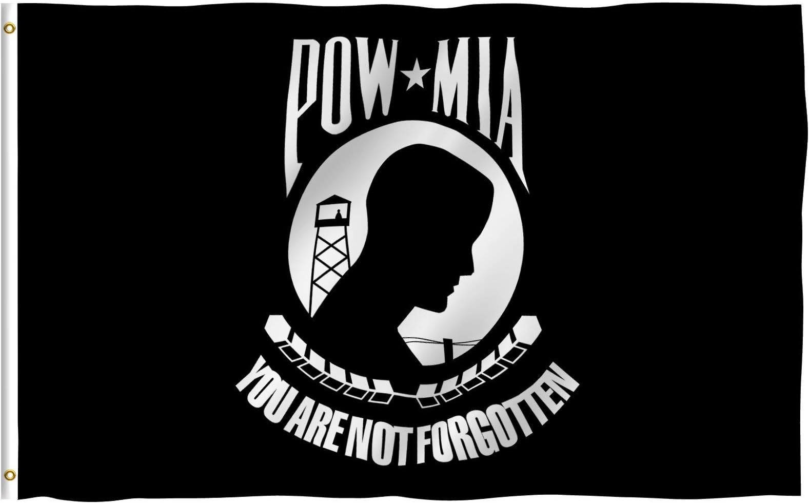 Anley Fly Breeze 3x5 Foot POW MIA Flag - Vivid Color and Fade proof - Canvas Header and Double Stitched - You are Not Forgotten Prisoner of War Flags Polyester with Brass Grommets 3 X 5 Ft