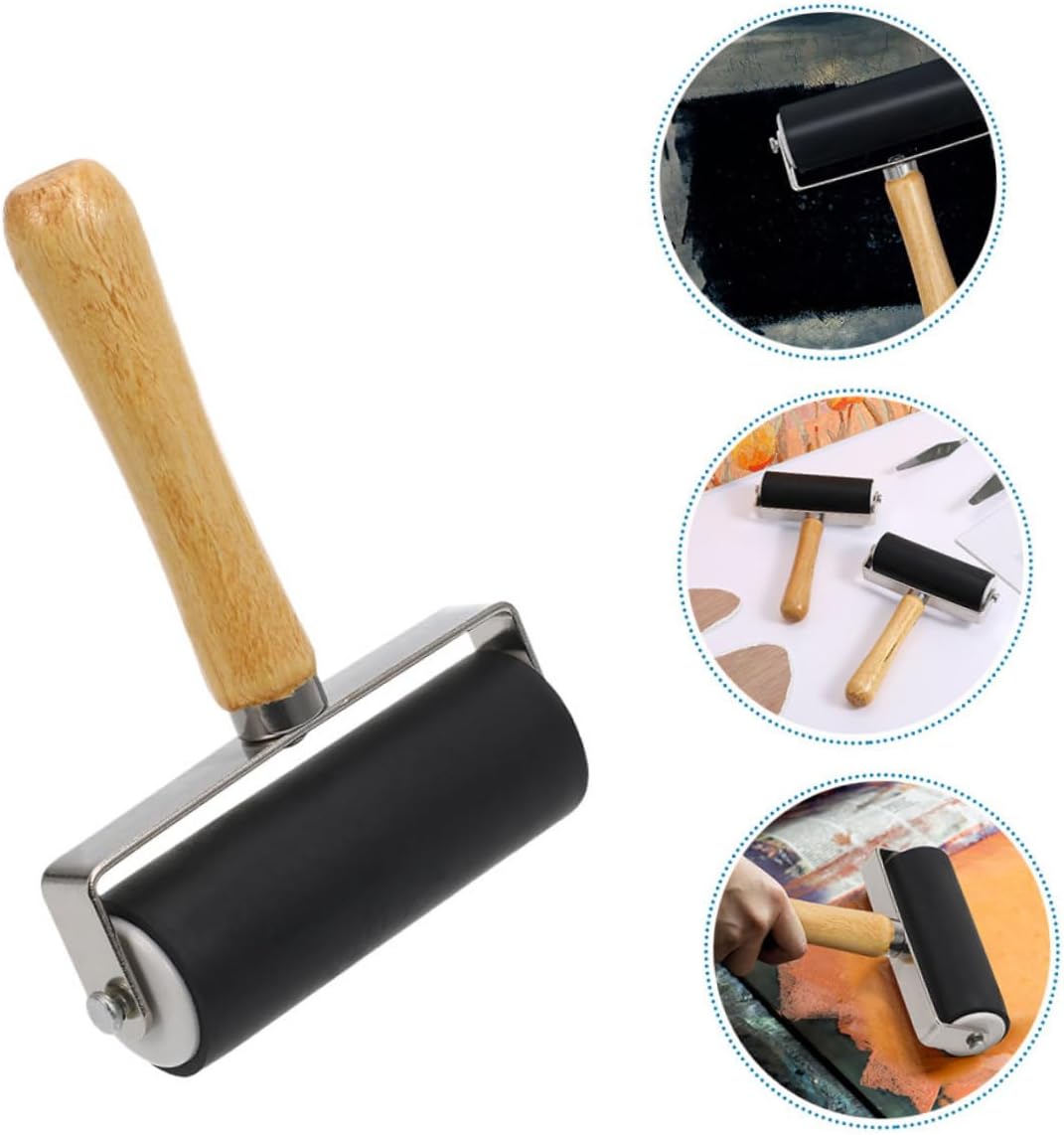 SHOWERORO 3pcs Printmaking Roller Smooth Application Ink Tools for Stamping Crafting and Projects for Artists and Brayers for Consistent Results