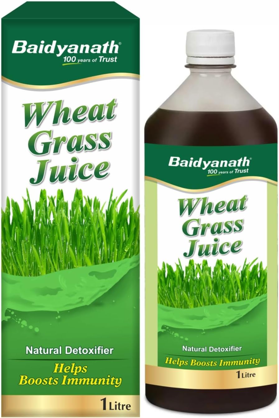 Baidyanath Ayurved Pure Wheatgrass Juice - 1L | Helps Natural Detoxify the Liver, Boost Metabolism, & Gut cleanser Juice | For Cholesterol management | No Synthetic Colors & Flavors Added