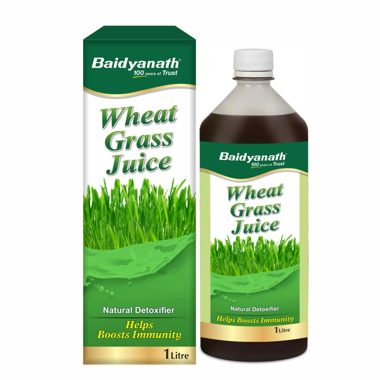 Baidyanath Pure Wheatgrass Juice – 1L | Helps Natural Detoxify the Liver, Boost Metabolism, & Gut cleanser Juice | For Cholesterol management | No Synthetic Colors & Flavors Added