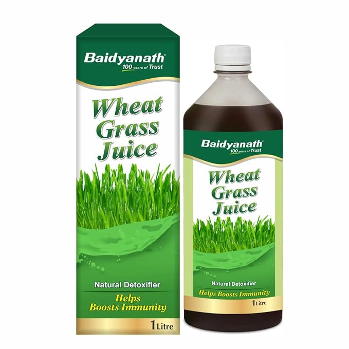 Baidyanath Ayurved Wheatgrass Juice 1 Litre | Pure Green Superfood Wellness Drink | Supports Detox, Immunity & Gut Health | Rich in Vitamins, Minerals & Chlorophyll | No Added Sugar | For Men & Women