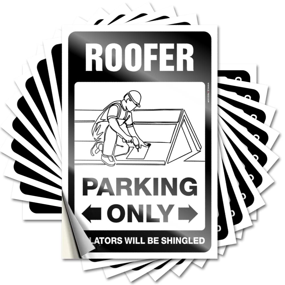 Boys Tumbler Sticker | Roofer Parking Only Fluffy Durable Vinyl Sticker Easy Apply for Hunting(6X9CM)