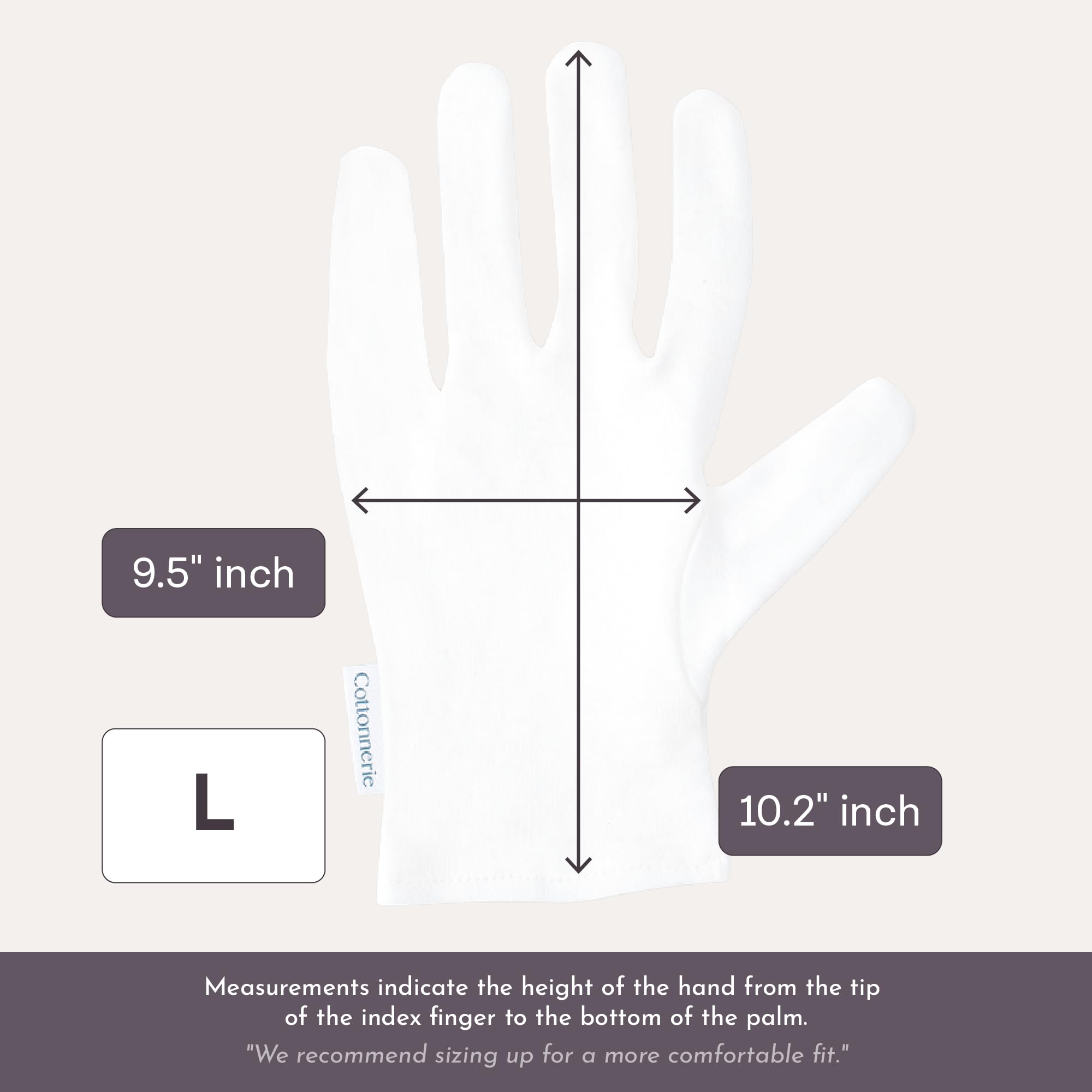 Cottonnerie Basics Lot de 4 paires de gants en coton pour les mains sèches, gants hydratants pour les mains, gants hydratants pour les mains sèches pendant la nuit, gants de sommeil Taille L
