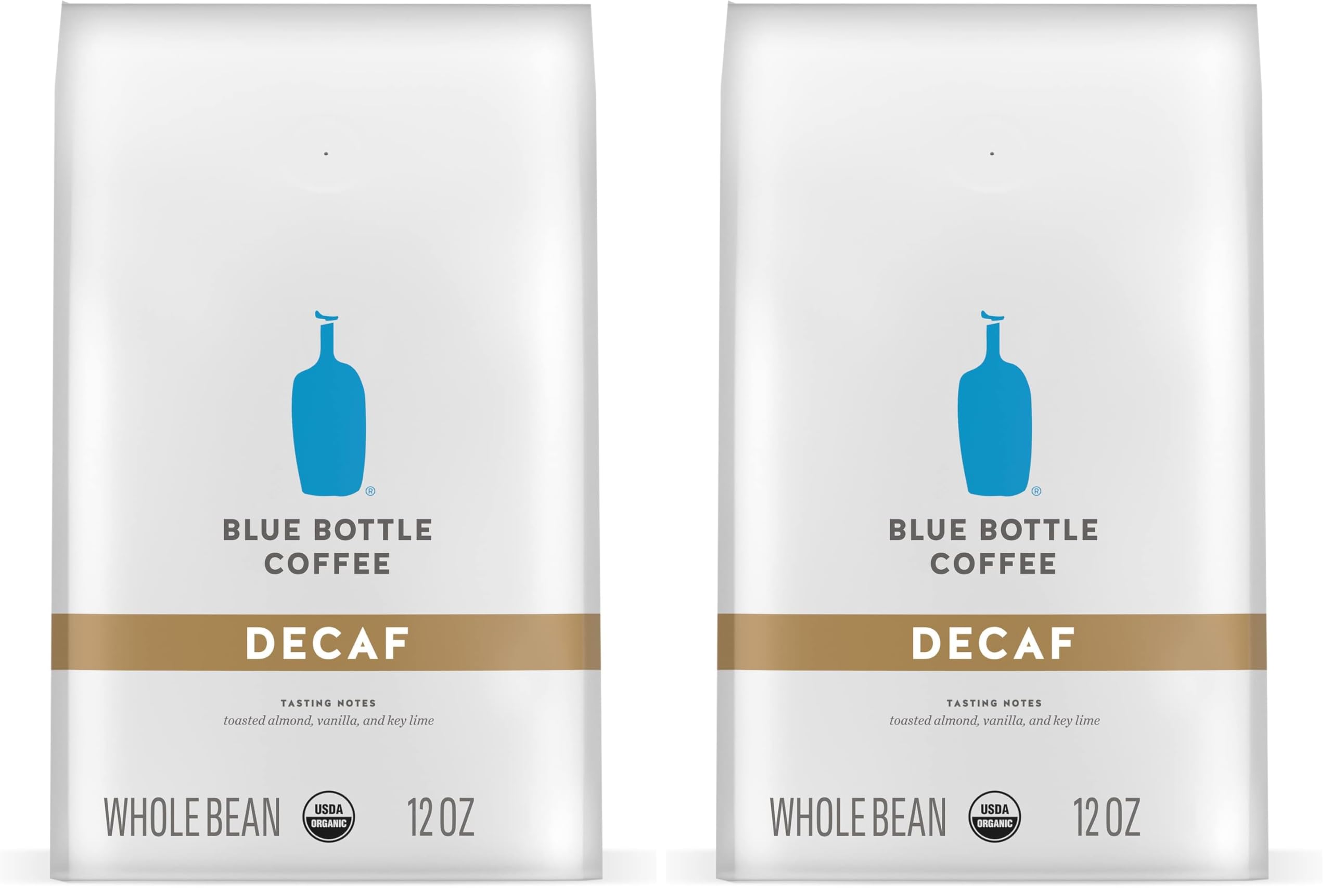 Blue Bottle Whole Bean Organic Coffee, Decaf, Medium Roast, 12 Ounce bag (Pack of 2)
