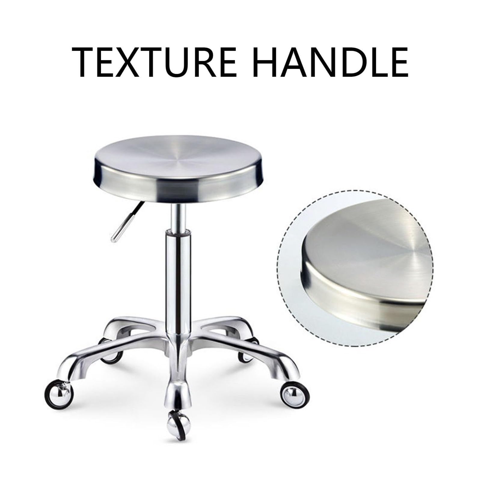 Rollhocker aus Edelstahl, robust, für Labor, Büro, Barbier, Küche, Geschäft