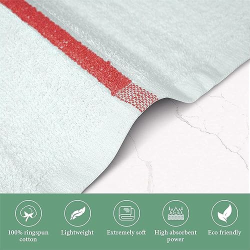 Miniatura 2 de Juego de 60 trapos de cocina con rayas rojas, 10 libras, 16 x 19 pulgadas, 100% algodón, con doble costura, lista para rutas, absorbentes, paños de