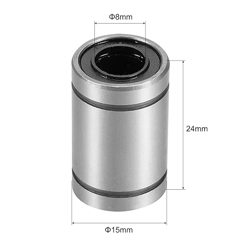 Miniatura 2 de uxcell 24 rodamientos lineales LM8UU de bolas de 0.315 in, diámetro de 0.591 in de diámetro exterior y 0.945 in de largo para CNC, impresora 3D