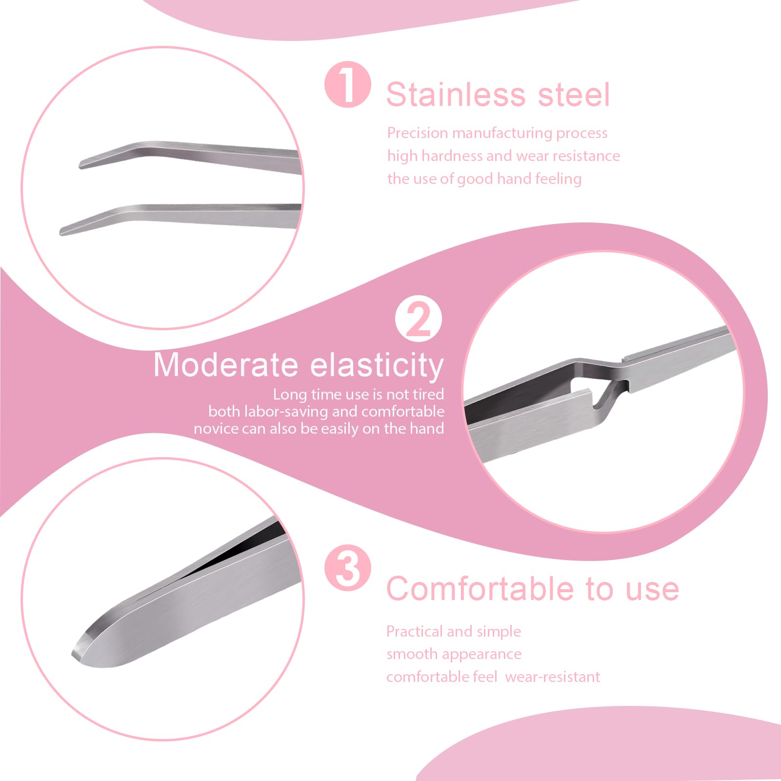 2 Pièces Pince a Pincher, Pince à Cils, Pincettes à Épiler à Bouts Droit et Courbé, Pinces à Extension de Cils en Acier Inoxydable, pour DIY, Manucure, Extensions de Cils
