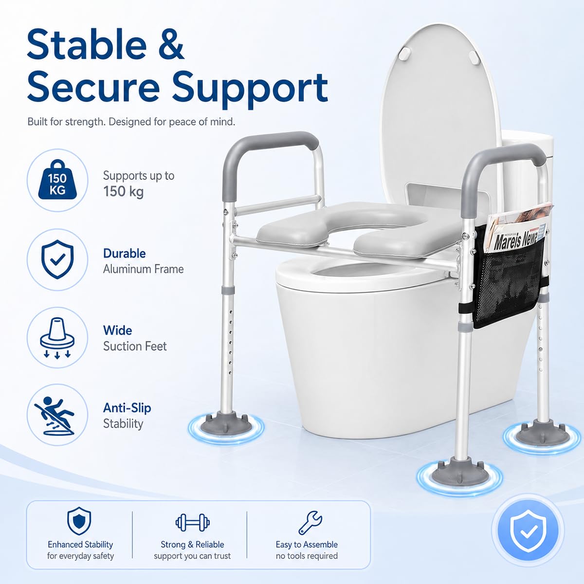 Toilettensitzerhöhung - toilettensitzerhöhung erwachsene, wc sitzerhöhung, toilettenerhöhung, toilettensitzerhöhung mit armlehnen, toilettenaufsatz für senioren, Passt auf jede Toilette