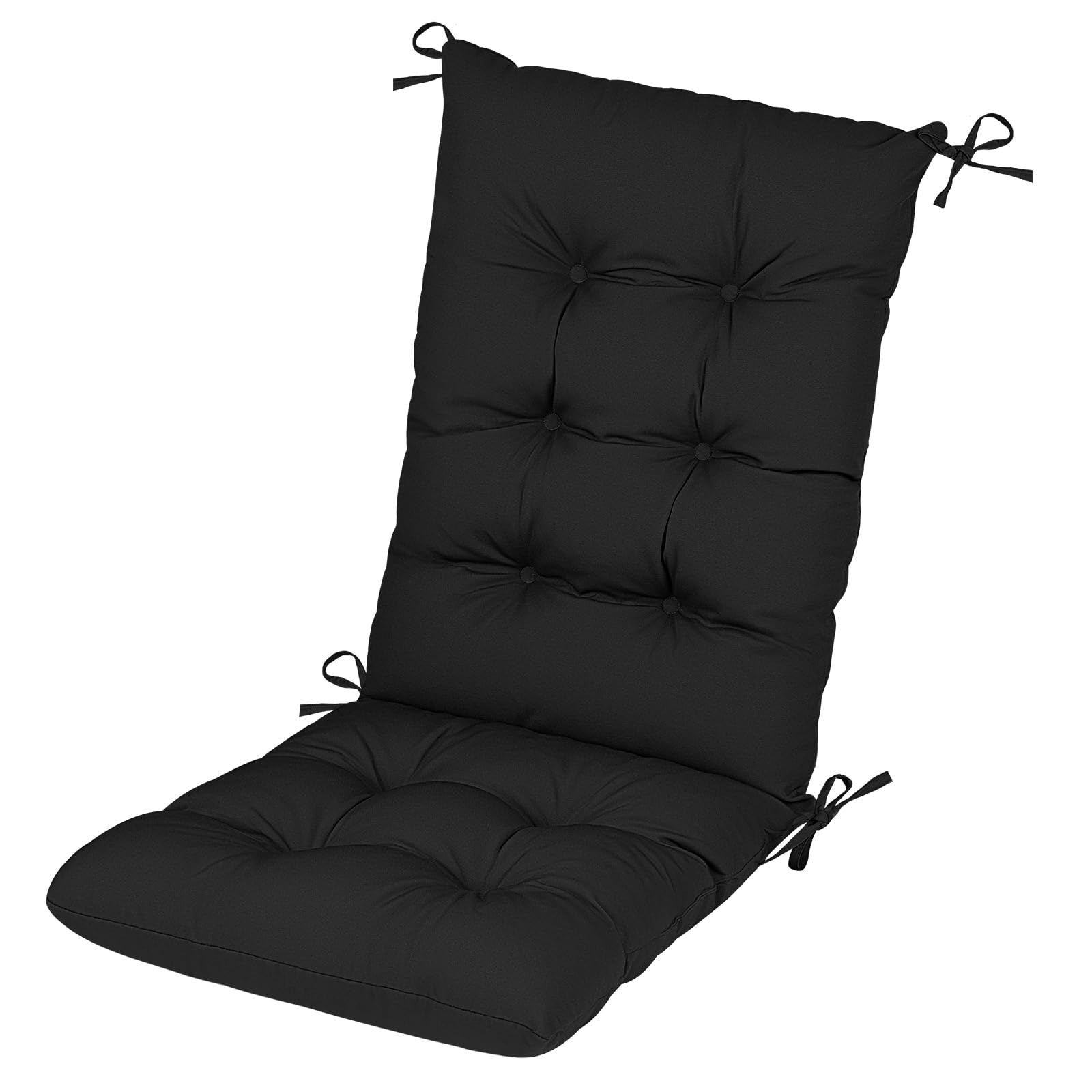 RIMEPATIO Outdoor High Back Chair Cushion 120x45cm, 8cm Thick Tufted Waterproof Rattan Seat Pad with Ties for Garden & Patio Dining Chairs, Loungers, Recliner, Grey — view 11