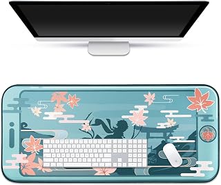 Genshin Impact Mouse Pad Large Gaming Desk Mat Kawaii Non-Slip Rubber Base Anime Mousepad Klee Kazuha Zhongli (Kazuha,23.6 x 11.8)