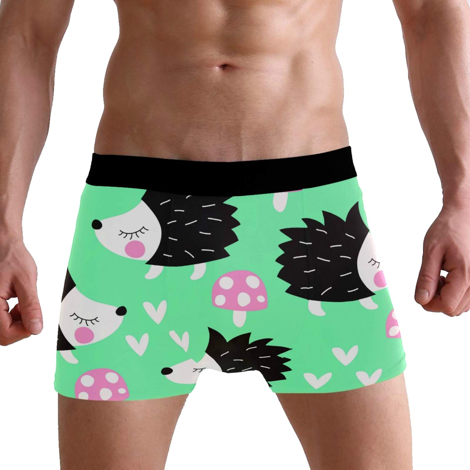 PUXUQU Mens Boxers Shorts Cute Hedgehog Mushroom Boxer Briefs Underwear for Men Boy