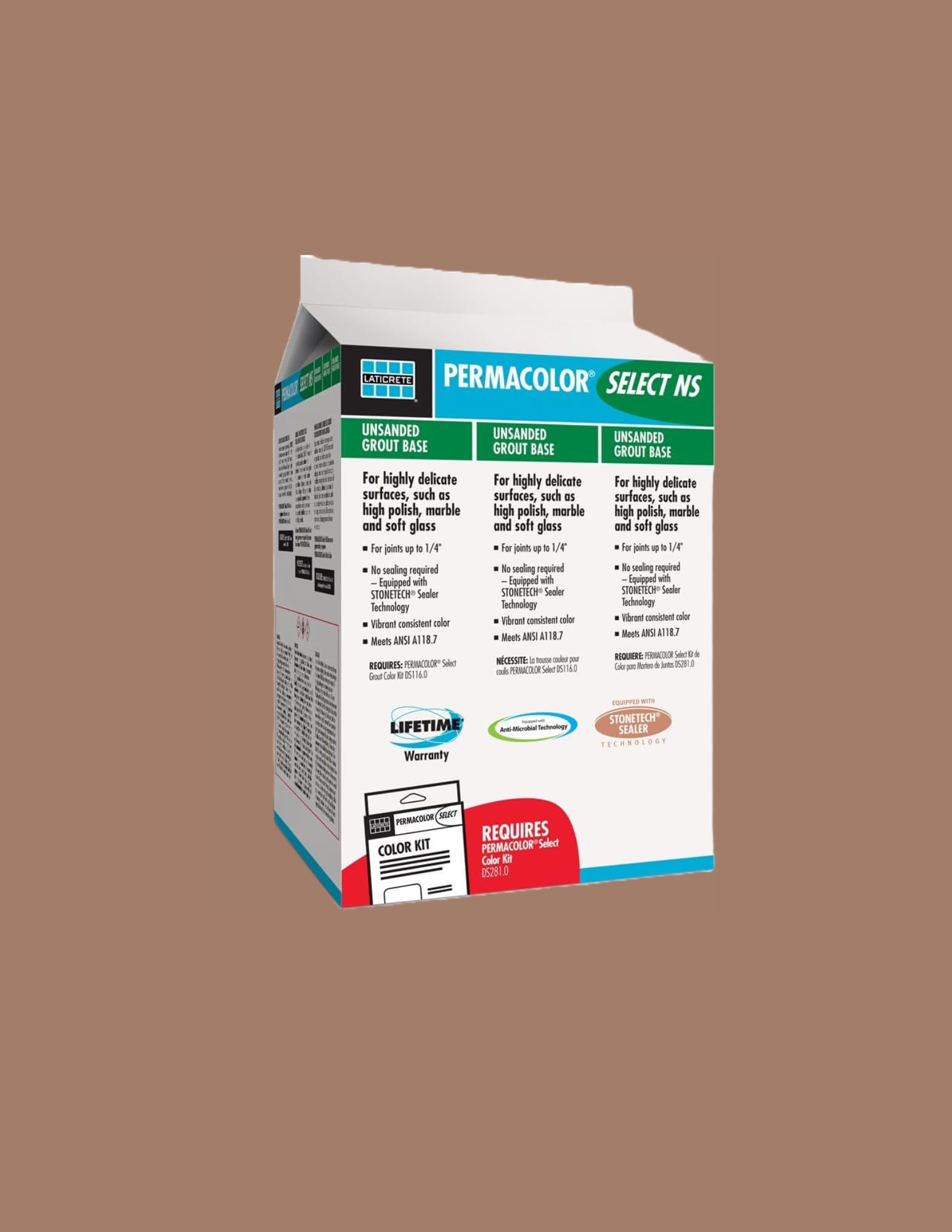 Laticrete PERMACOLOR Select Grout NS Base - PERMACOLOR 40 Color Kit Included (Terra Cotta Color)