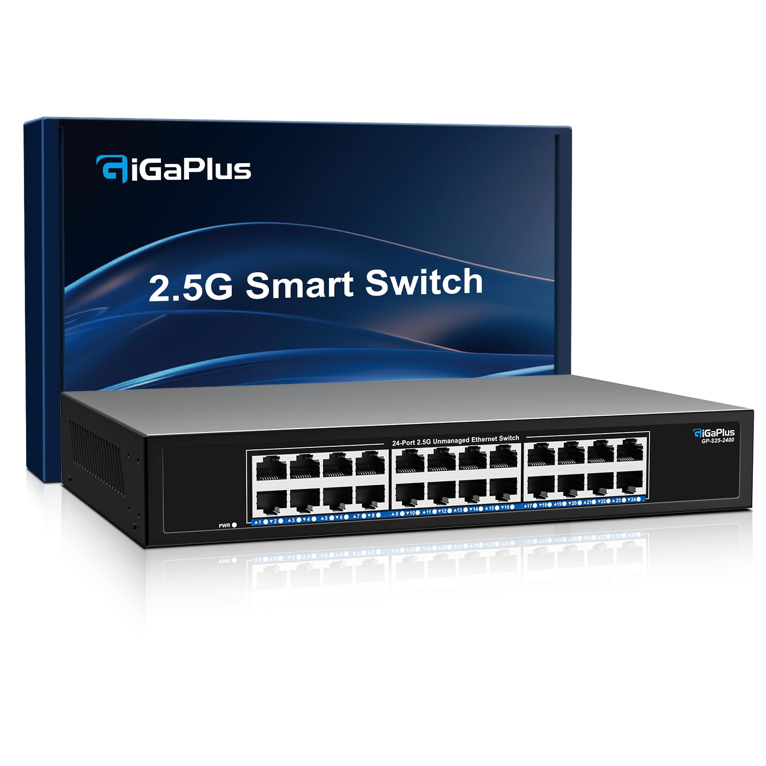 Switch Ethernet no administrado de 24 Puertos y 2.5 Gbps con 24 Puertos 2.5 GBase-T, Switch de Red GiGaPlus de 2.5 Gbps para NAS/PC de 2.5 Gbps, Router WiFi6 y Punto de Acceso inalámbrico