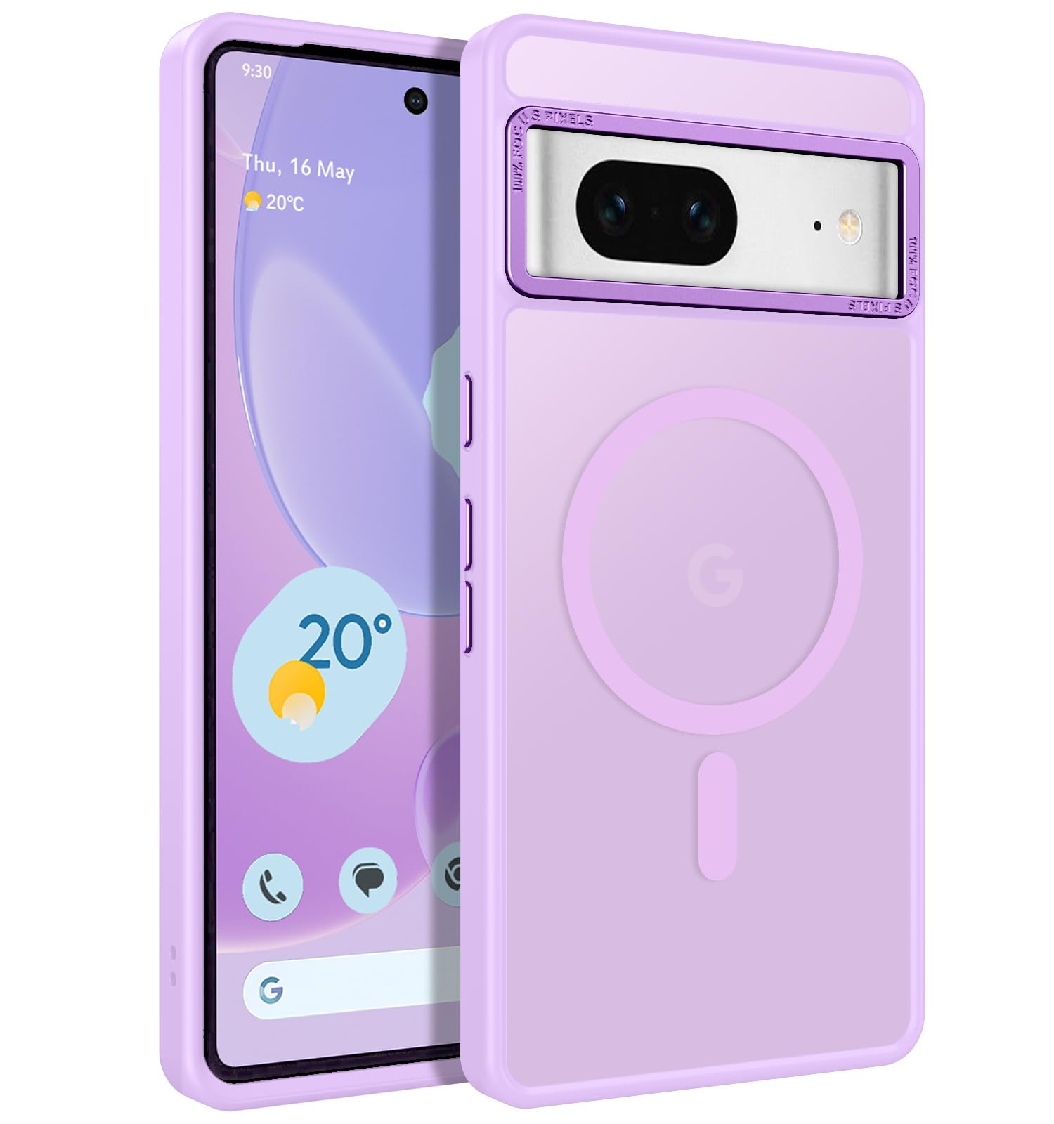 YINLAI Custodia Magnetica Per Google Pixel 7 Pro - Trasparente Antiurto Rosa/Rosso